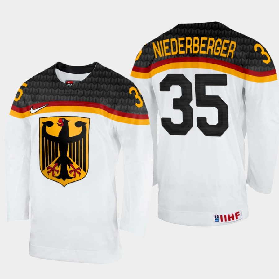 germany hockey matthias niederberger 2022 iihf world championship home jersey white