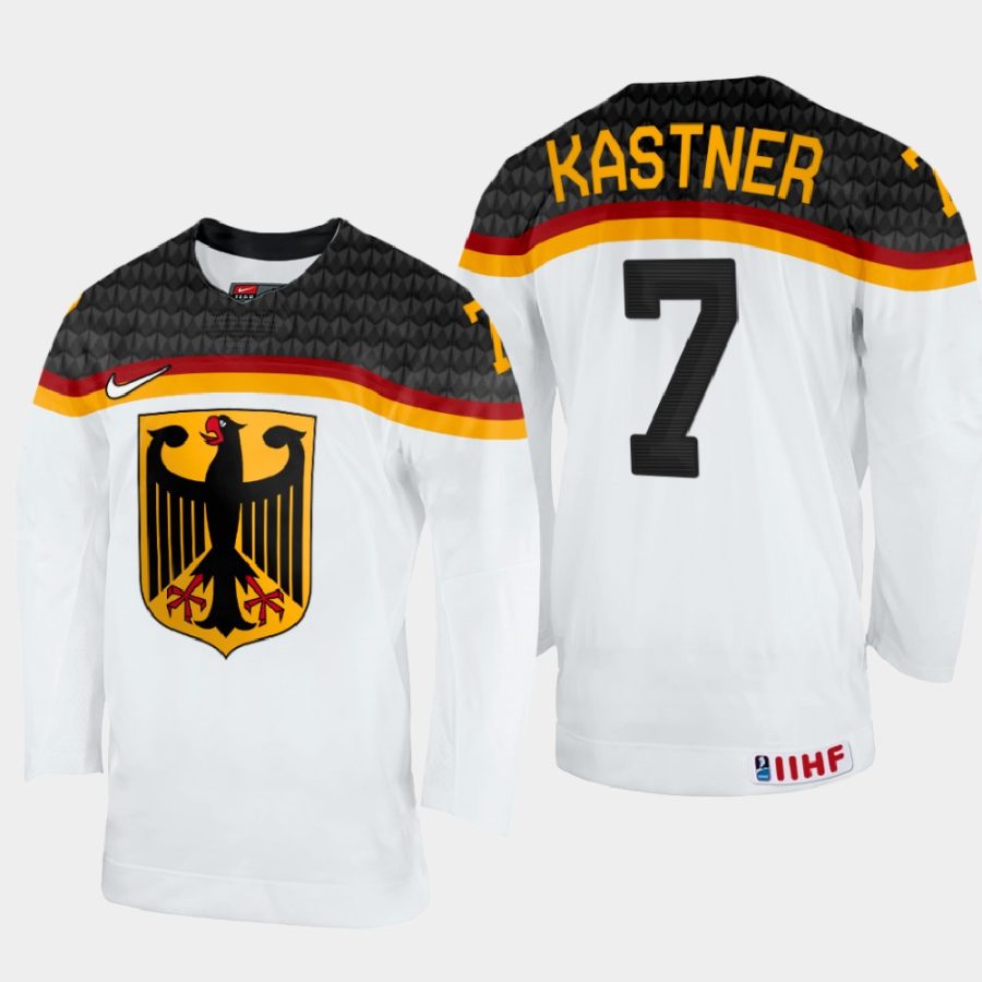 germany hockey maximilian kastner 2022 iihf world championship home jersey white