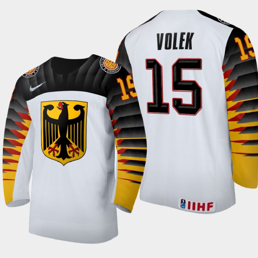 germany justin volek 2021 iihf world junior championship away jersey white