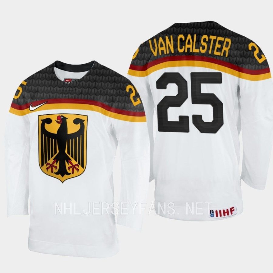 germany robin van calster 2023 iihf world junior championship home jersey white