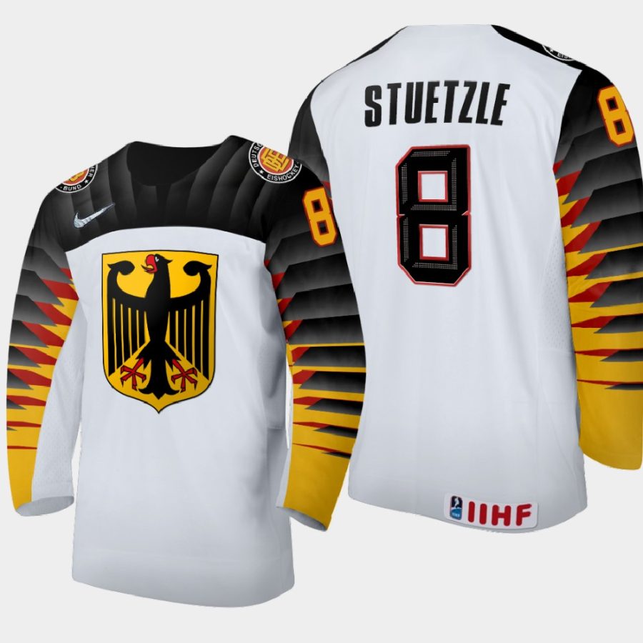 germany tim stuetzle 2021 iihf world junior championship away jersey white