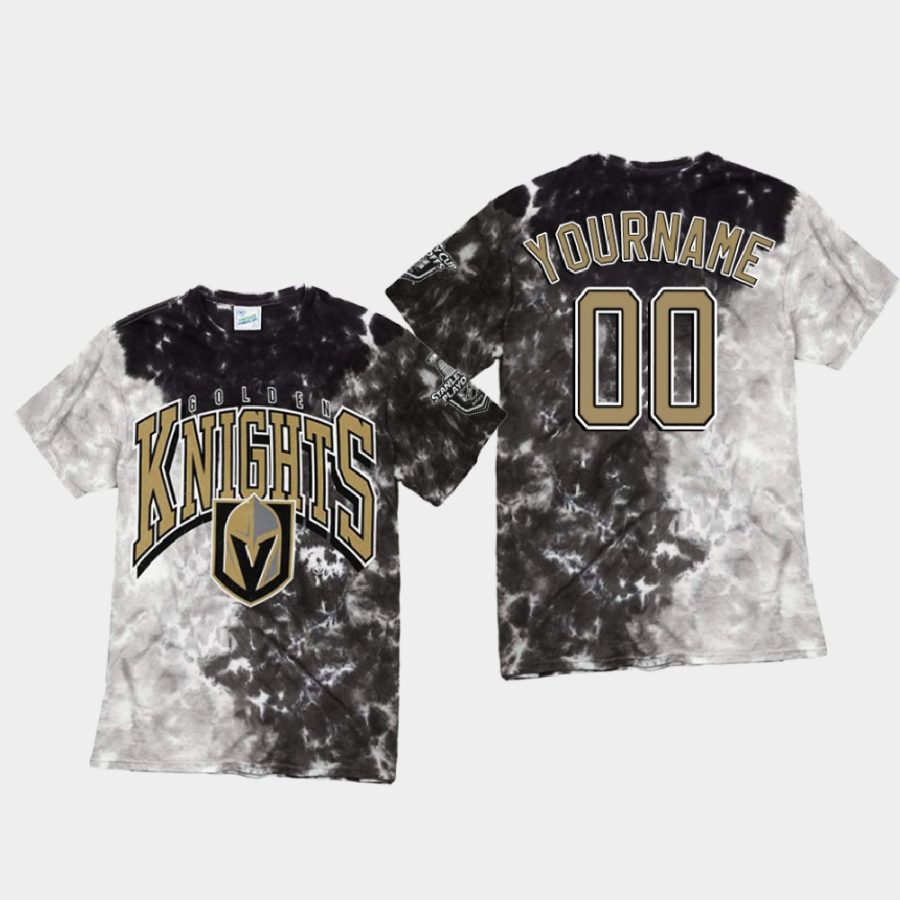 golden knights custom black vintage tubular retro tie dye t shirt