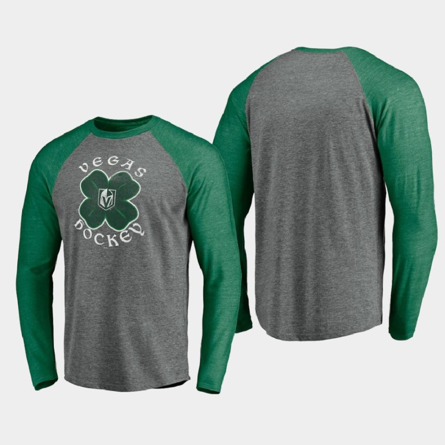 golden knights gray st. patricks day celtic long sleeve raglan t shirt