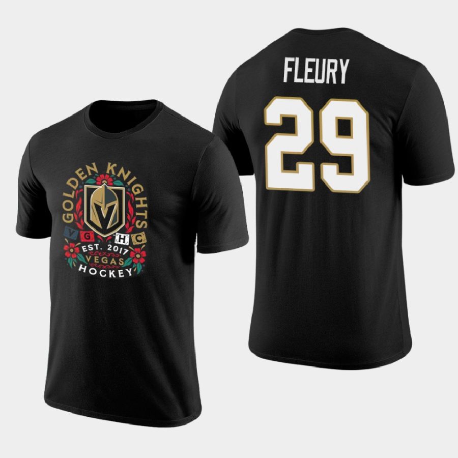 golden knights marc andre fleury black 2021 latino heritage night t shirt