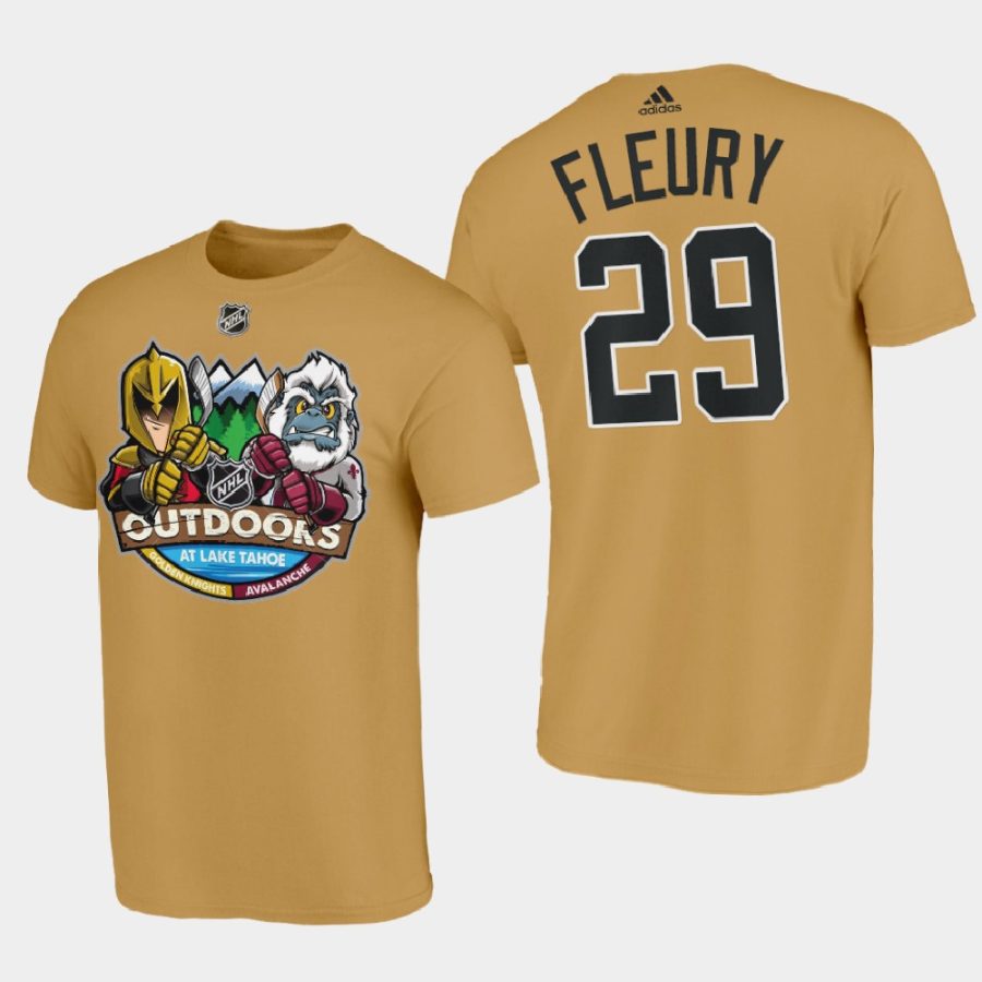 golden knights marc andre fleury gold 2021 lake tahoe outdoor games mascot cartoon t shirt