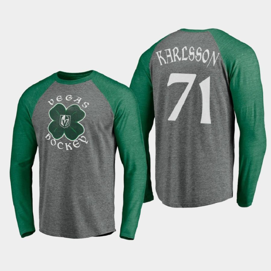 golden knights william karlsson gray st. patricks day celtic long sleeve raglan t shirt