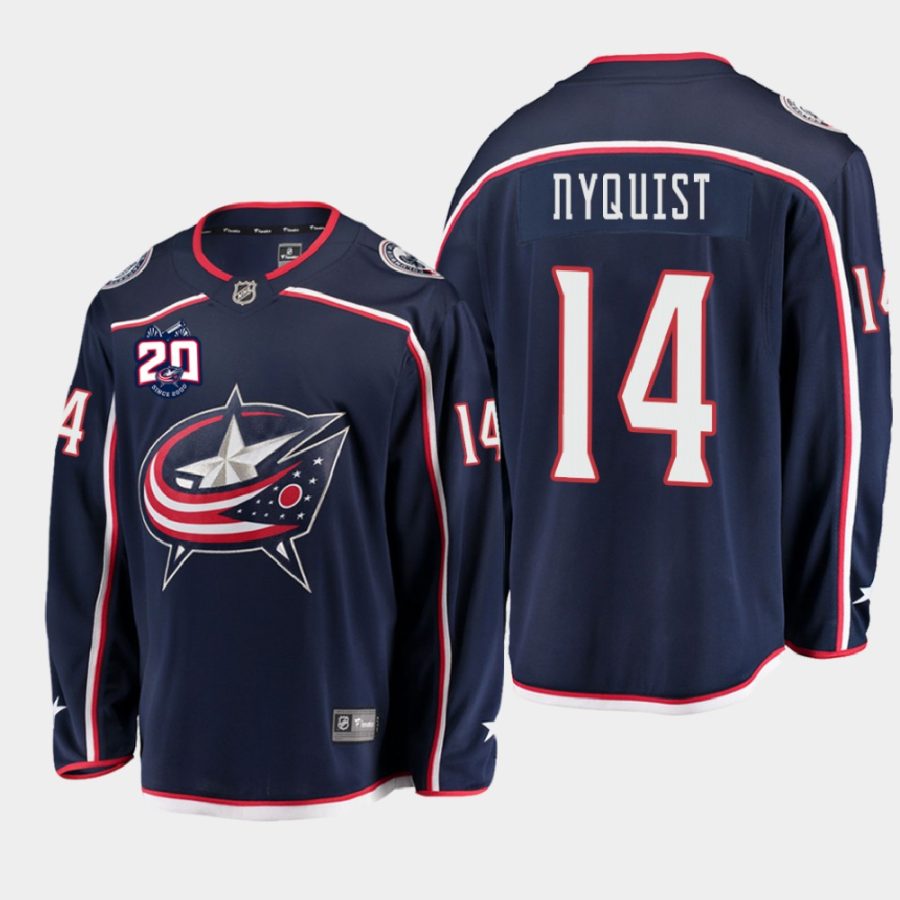 gustav nyquist blue jackets navy 20th anniversary home jersey