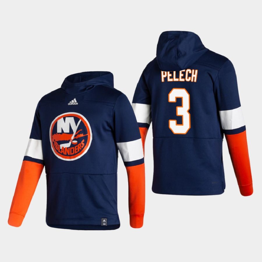 islanders adam pelech navy 2021 reverse retro authentic pullover hoodie