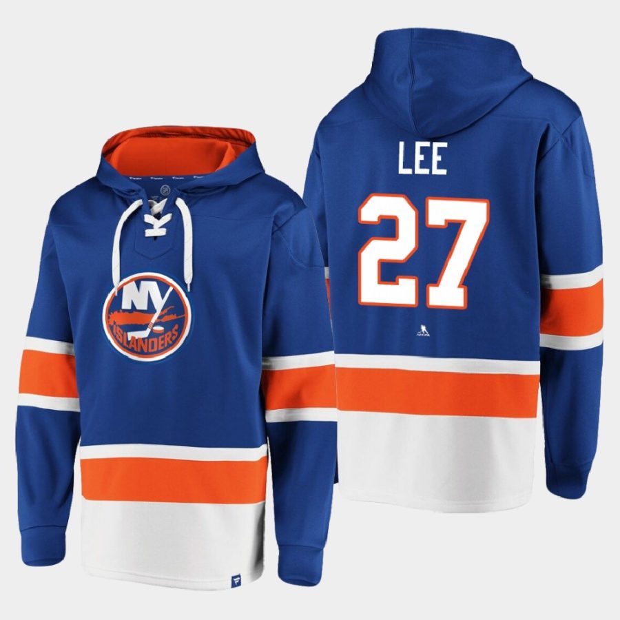 islanders anders lee royal dasher player lace up hoodie