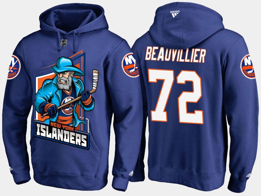 islanders anthony beauvillier cartoon team color blue hoodie