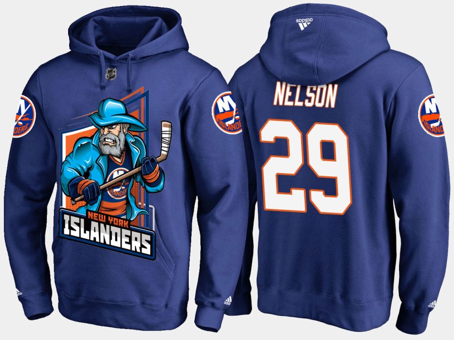 islanders brock nelson cartoon team color blue hoodie