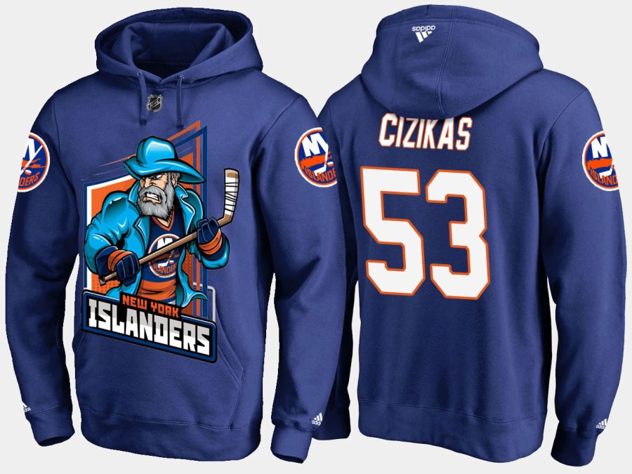 islanders casey cizikas cartoon team color blue hoodie