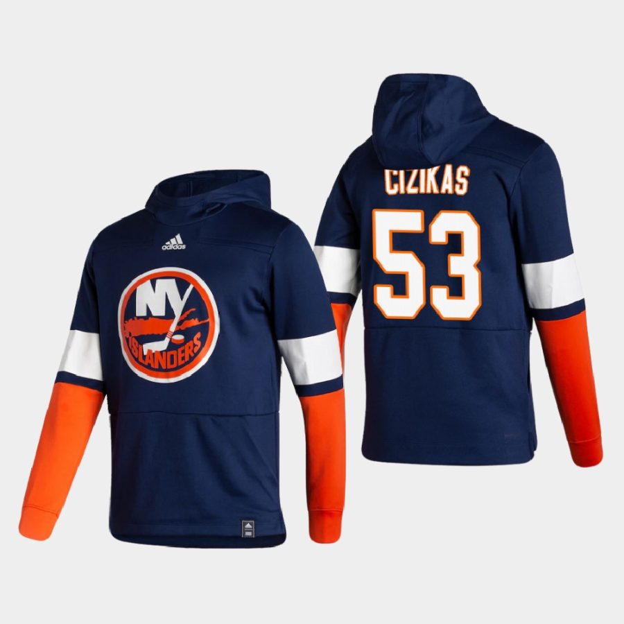 islanders casey cizikas navy 2021 reverse retro authentic pullover hoodie