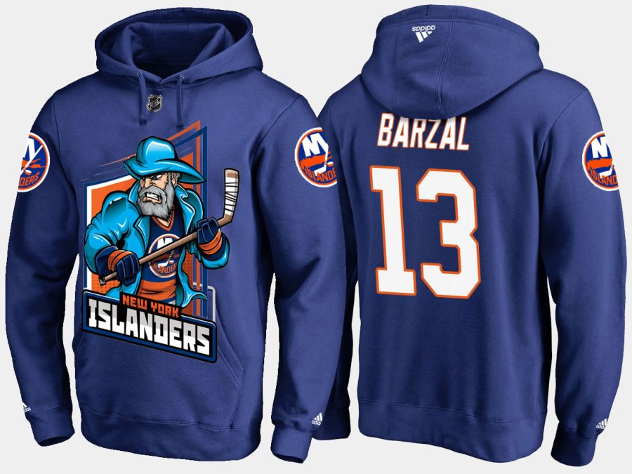 islanders mathew barzal cartoon team color blue hoodie