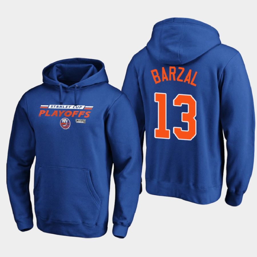 islanders mathew barzal royal 2020 stanley cup playoffs top cheddar pullover hoodie