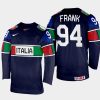 italy hockey daniel frank 2022 iihf world championship away jersey navy