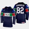 italy hockey dante hannoun 2022 iihf world championship away jersey navy