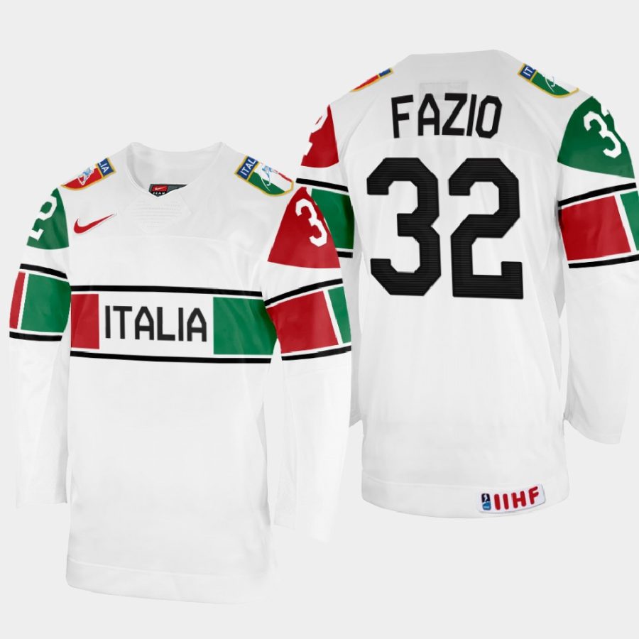 italy hockey justin fazio 2022 iihf world championship home jersey white