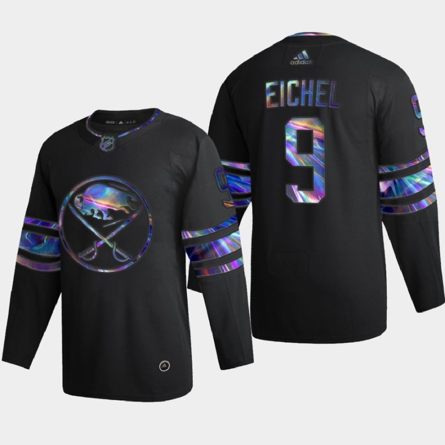 jack eichel sabres black iridescent holographic authentic jersey