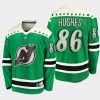 jack hughes devils green 2021 st. patricks day jersey