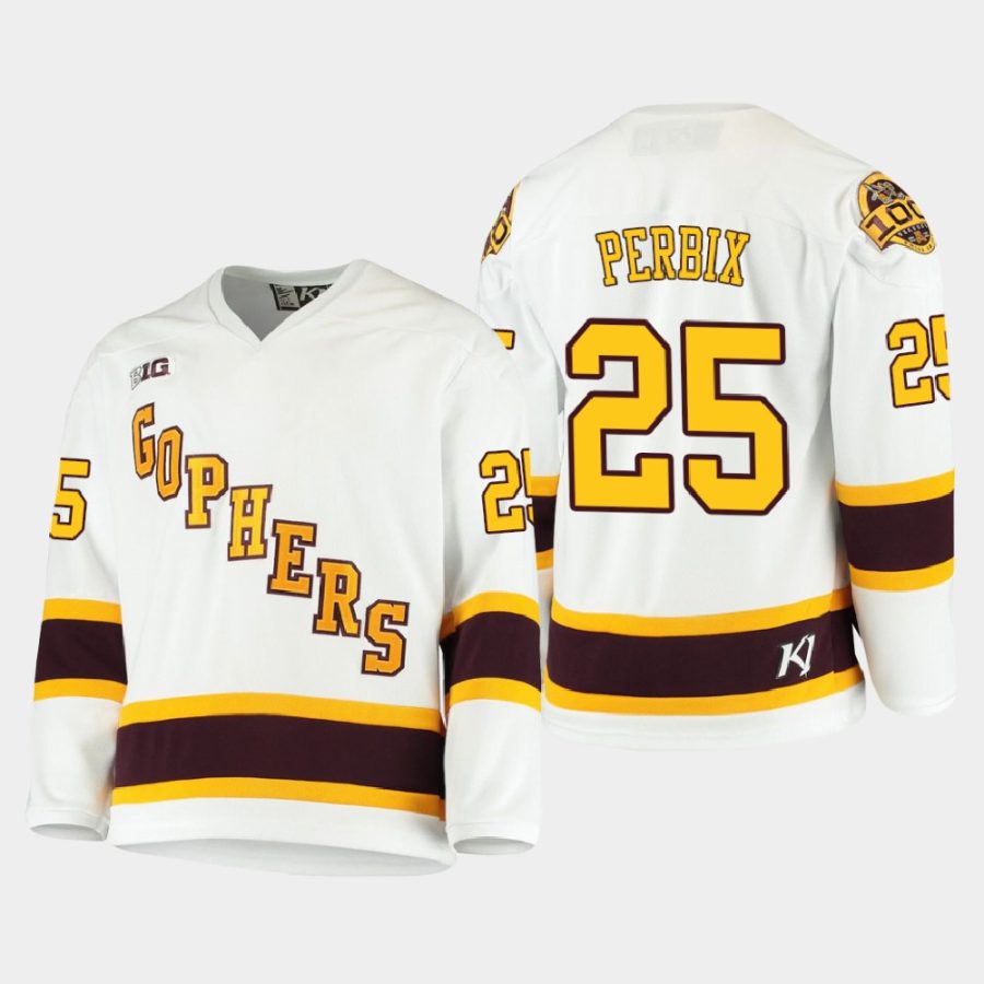 jack perbix minnesota golden gophers white 2021 b1g tournament championship throwback jersey