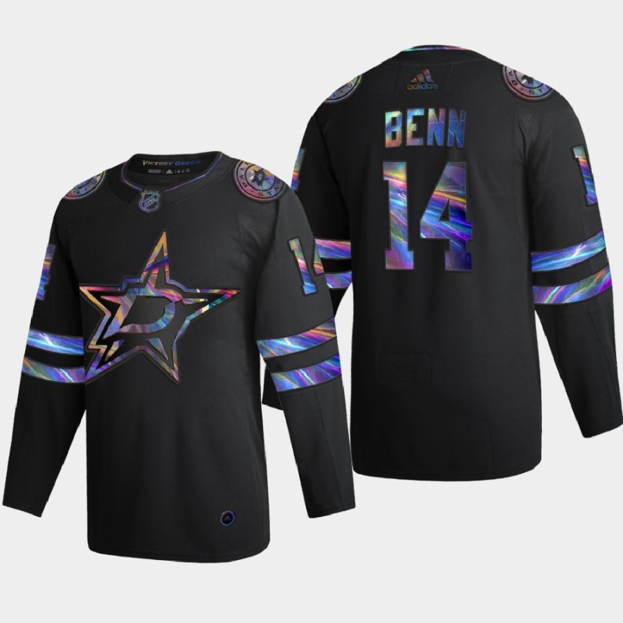 jamie benn stars black iridescent holographic collection authentic jersey