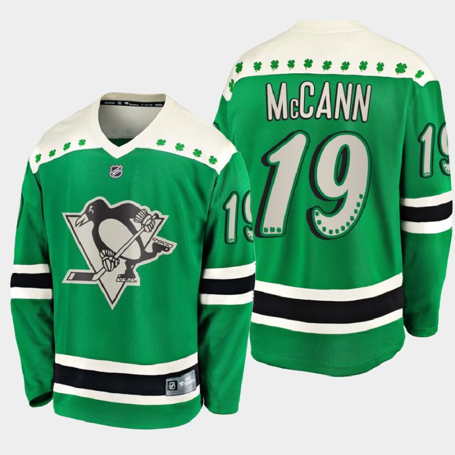 jared mccann penguins green 2021 st. patricks day jersey