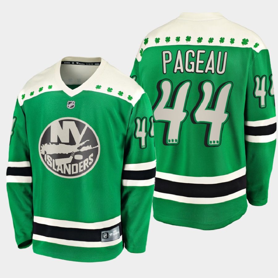 jean gabriel pageau islanders green 2021 st. patricks day jersey