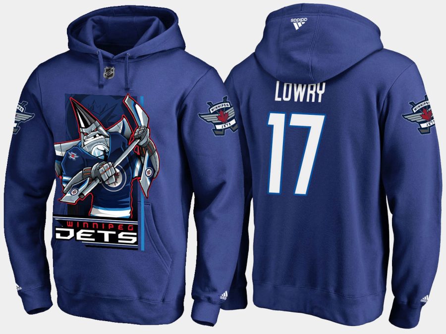 jets adam lowry cartoon team color blue hoodie