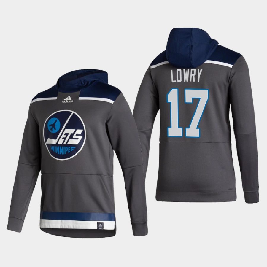 jets adam lowry gray 2021 reverse retro authentic pullover hoodie