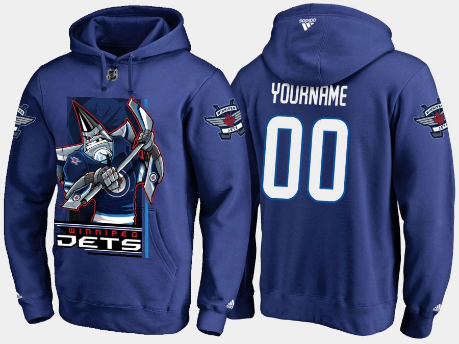 jets custom cartoon team color blue hoodie