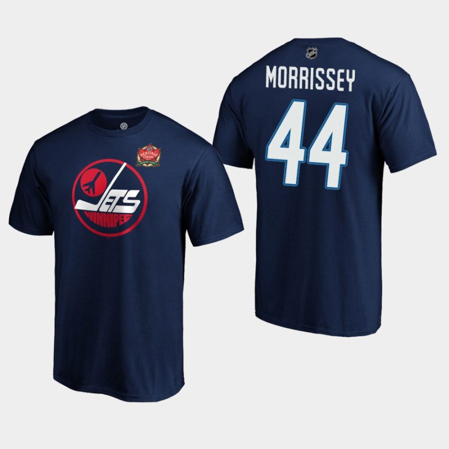 jets josh morrissey navy 2019 heritage classic primary logo t shirt