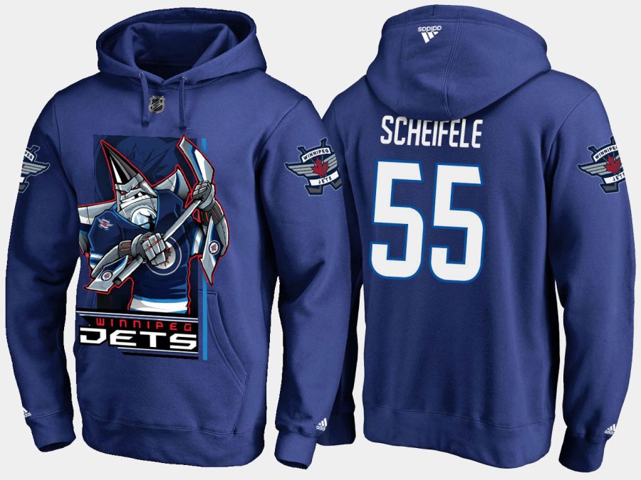 jets mark scheifele cartoon team color blue hoodie