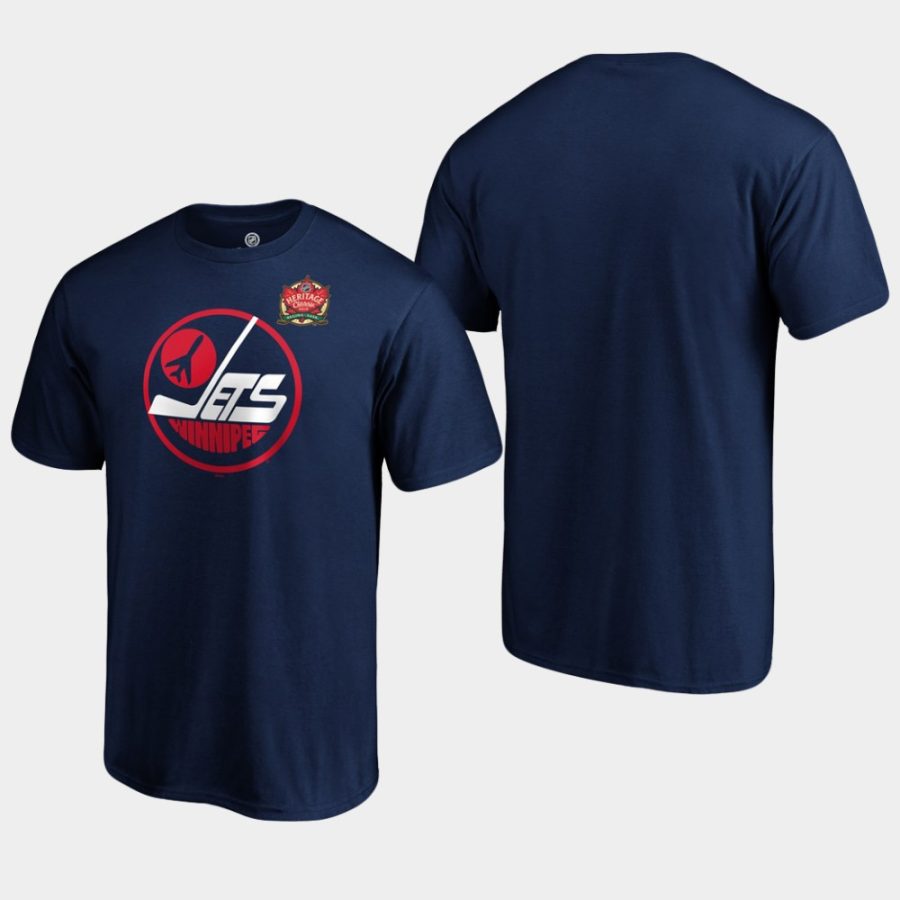 jets navy 2019 heritage classic primary logo t shirt