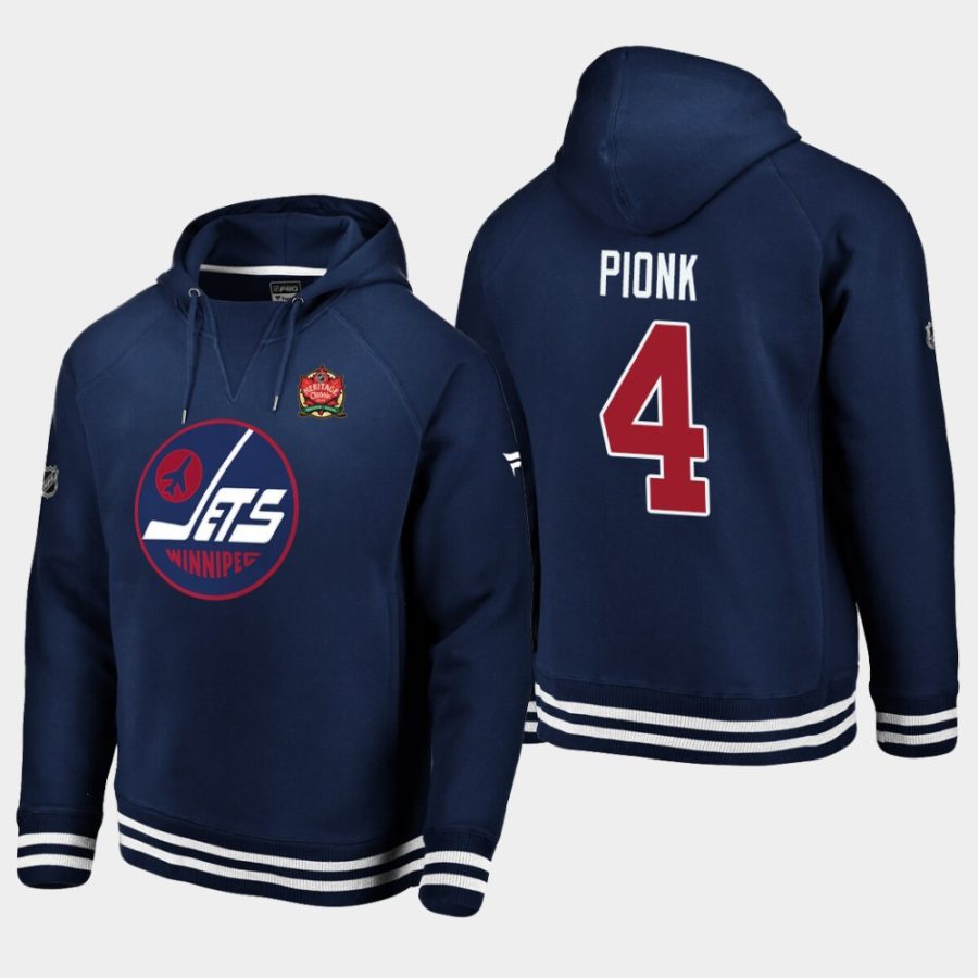 jets neal pionk navy 2019 heritage classic rinkside throwback pullover hoodie