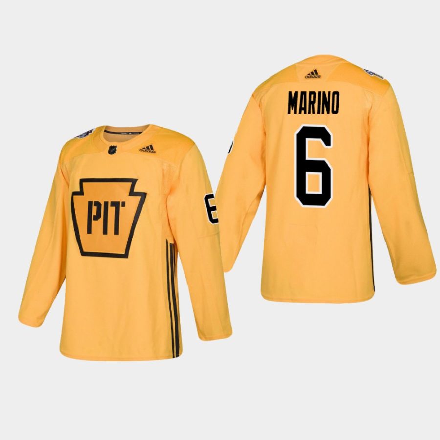 john marino penguins gold practice authentic jersey