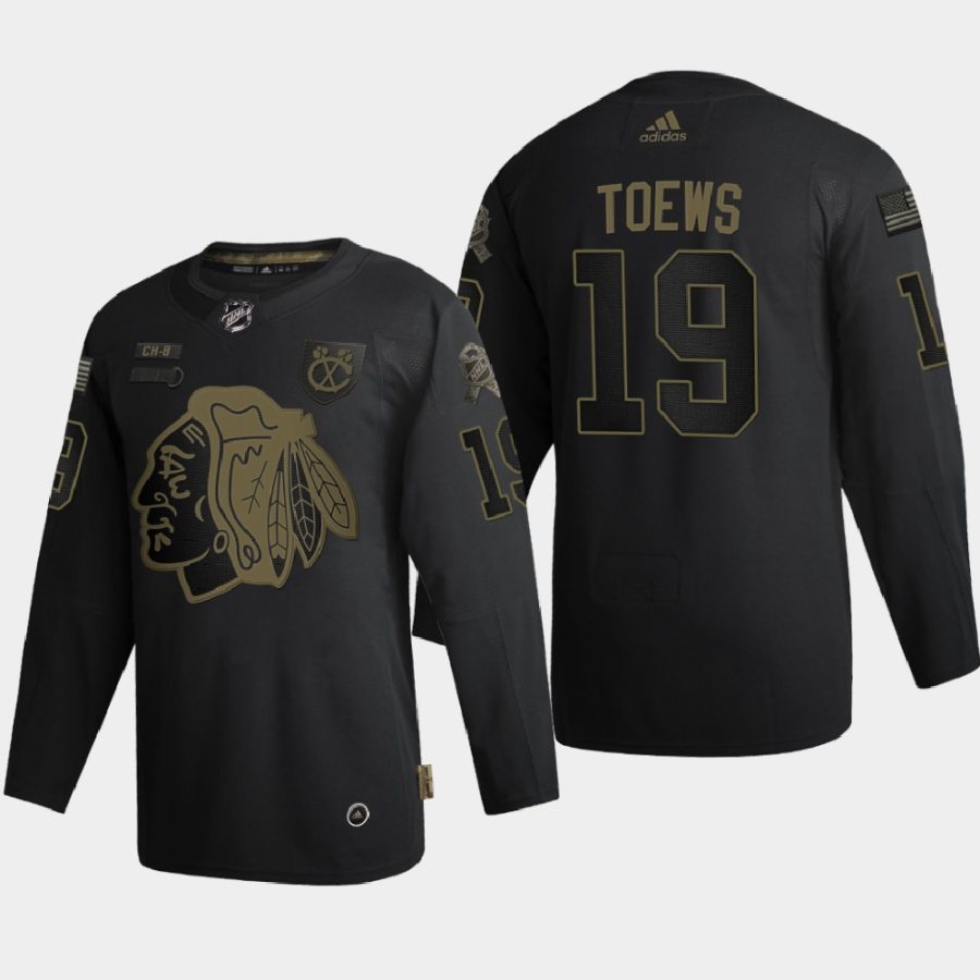 jonathan toews blackhawks black 2020 veterans day authentic jersey