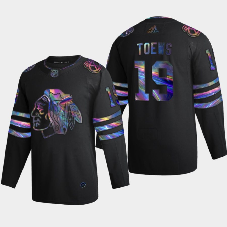 jonathan toews blackhawks black iridescent holographic collection authentic jersey