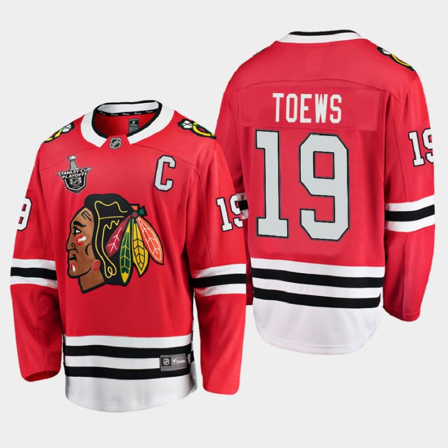 jonathan toews blackhawks red 2020 stanley cup playoffs home jersey