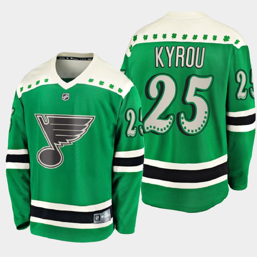 jordan kyrou blues green 2021 st. patricks day jersey