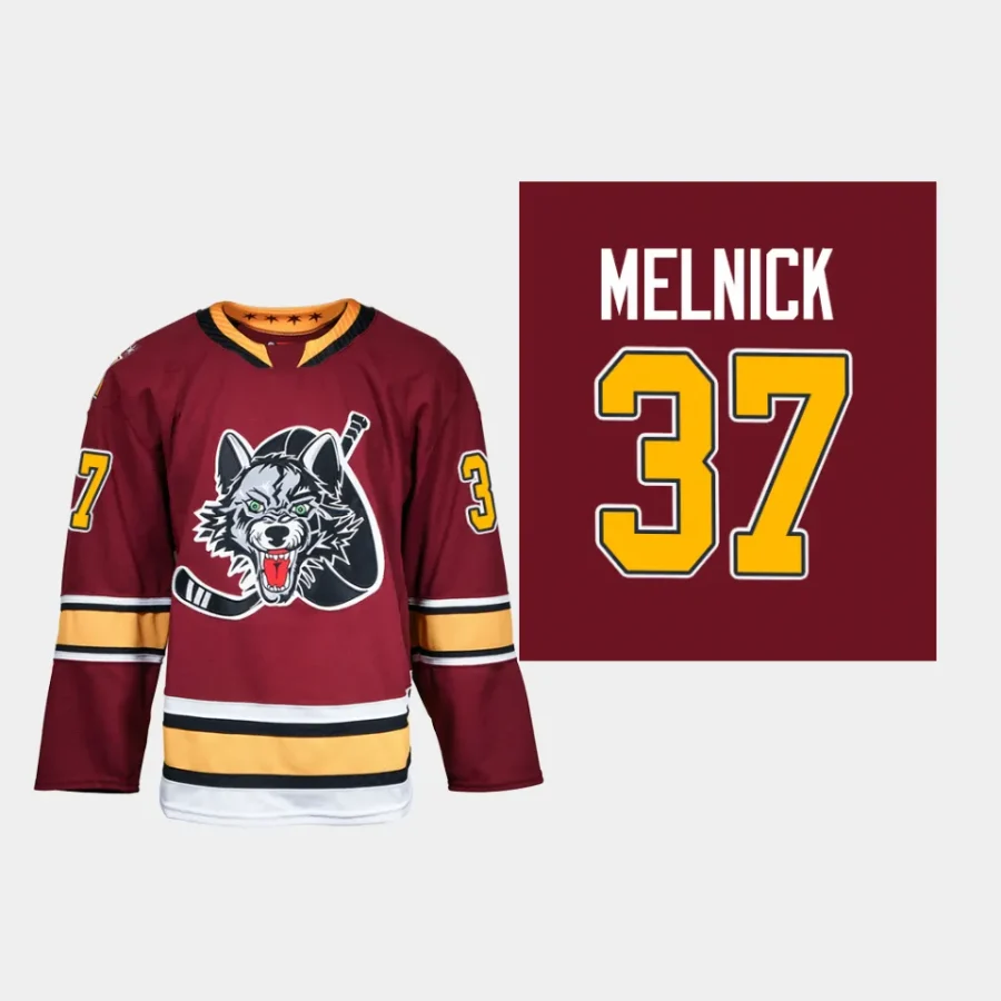 josh melnick chicago wolves burgundy 2023 24ahl authentic quicklite 30th season jersey