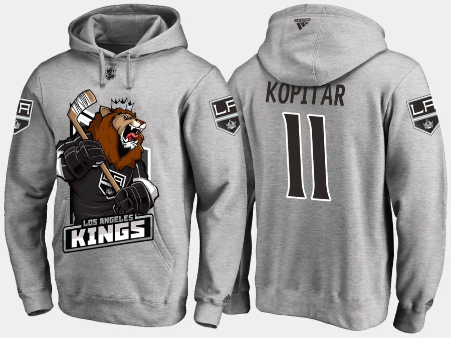 kings anze kopitar cartoon team color grey hoodie