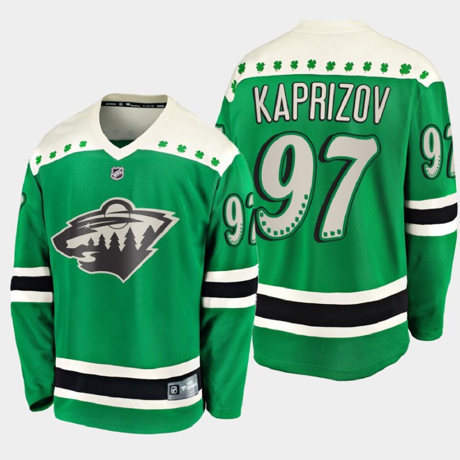 kirill kaprizov wild green 2021 st. patricks day jersey