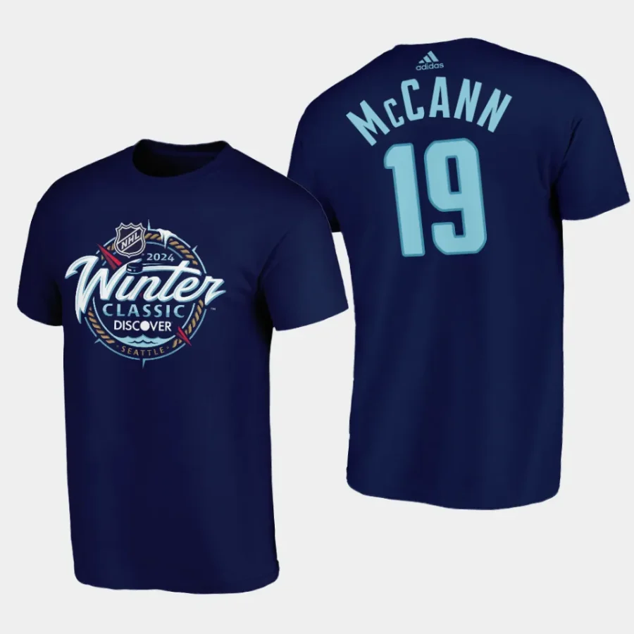 kraken jared mccann blue 2024 nhl winter classic primary logo t shirt