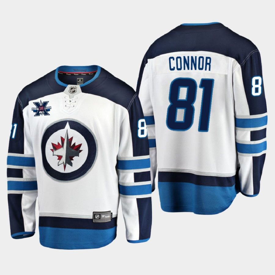 kyle connor jets white 10th anniversary away jersey