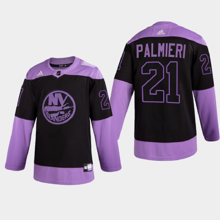 kyle palmieri islanders purple 2021 hockey fights cancer night jersey