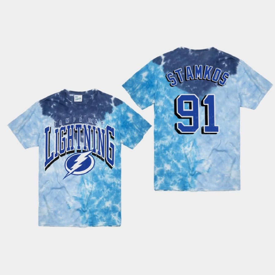 lightning steven stamkos blue vintage tubular retro tie dye t shirt