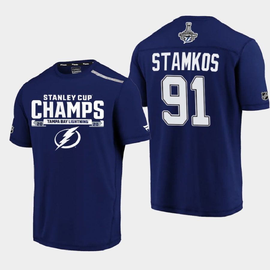 lightning steven stamkos navy 2020 stanley cup champs trophy logo t shirt