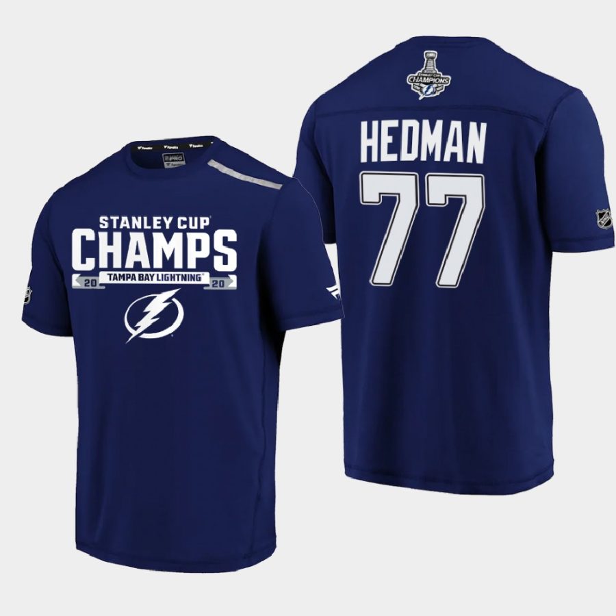 lightning victor hedman navy 2020 stanley cup champs trophy logo t shirt