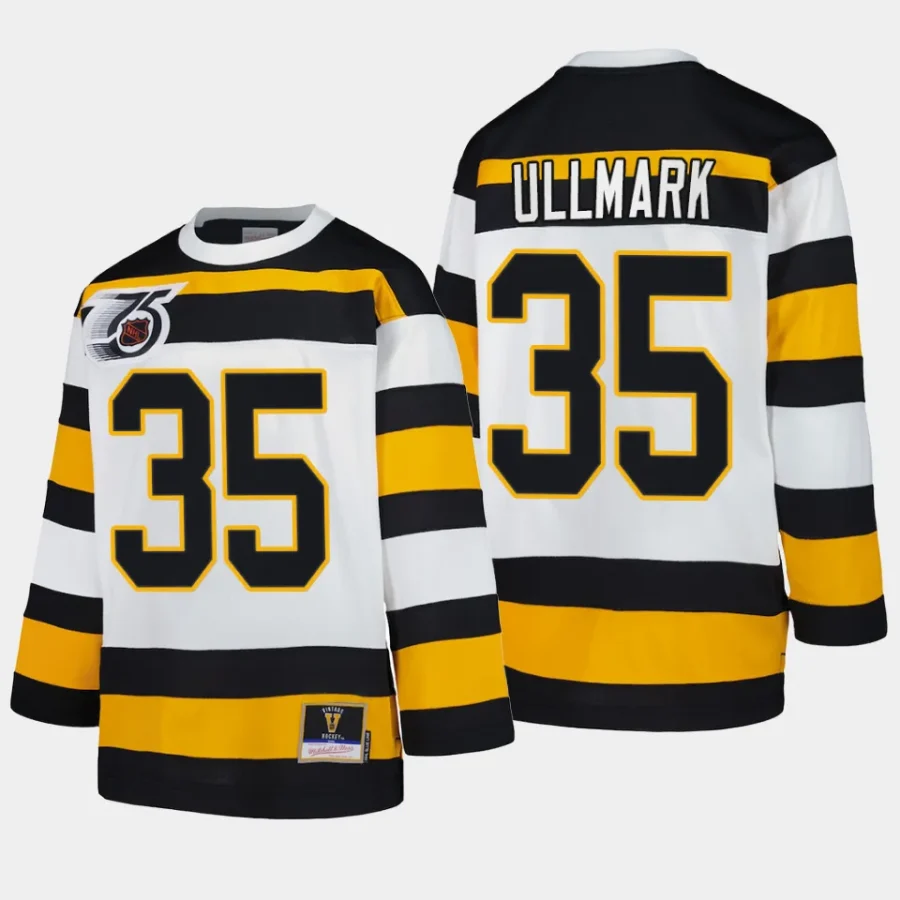 linus ullmark bruins white blue line 1991 throwback jersey